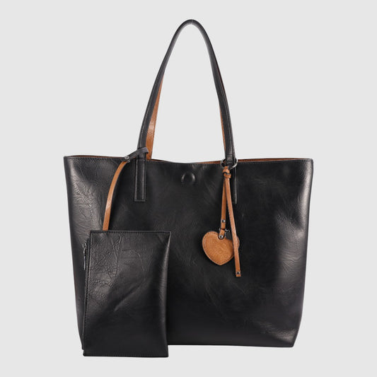 Sac à main réversible Julianne - ZAC | Noir - Cognac