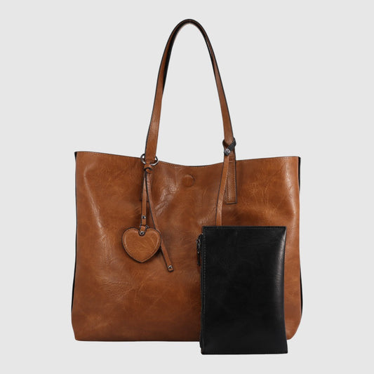Sac à main réversible Julianne - ZAC | Noir - Cognac