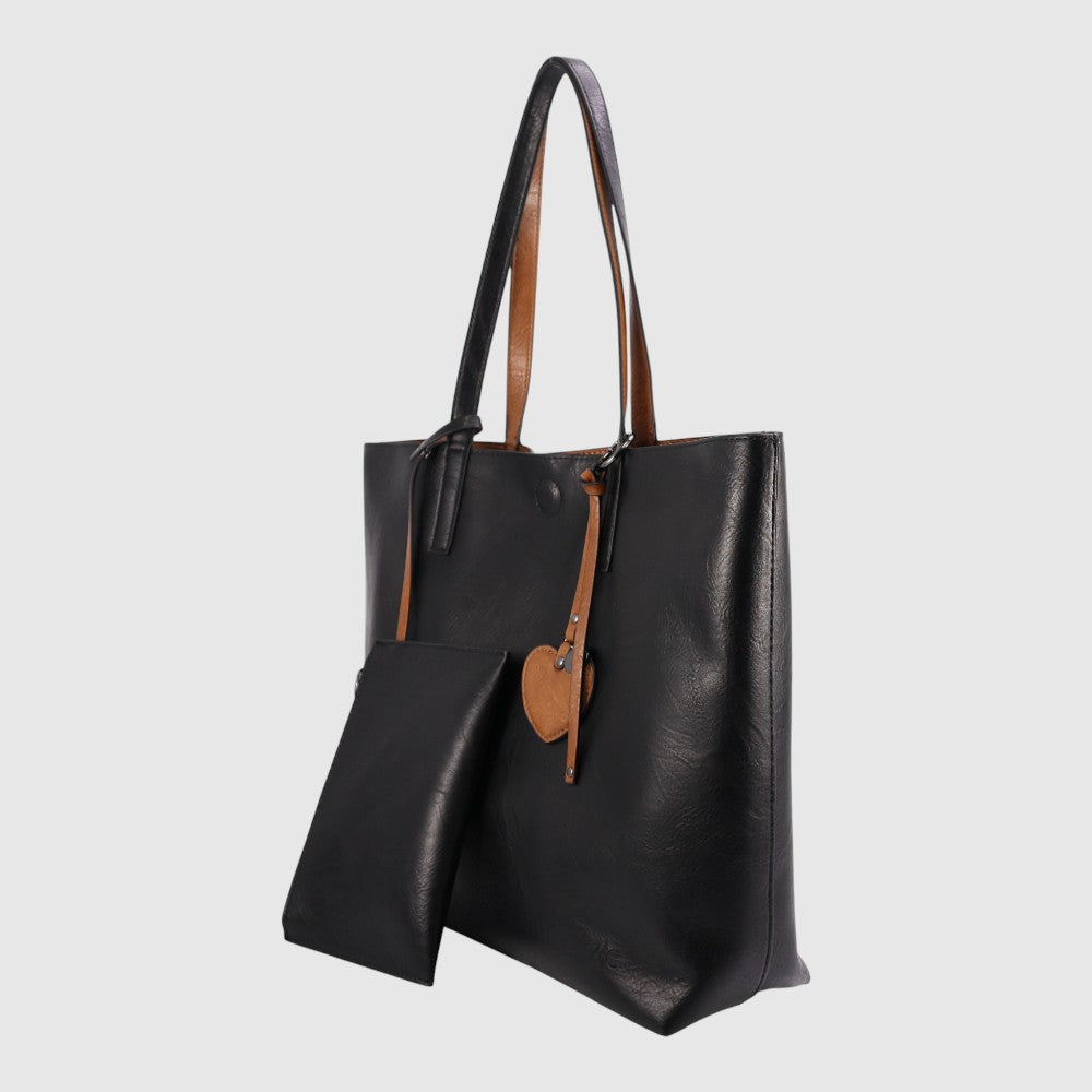 Sac à main réversible Julianne - ZAC | Noir - Cognac