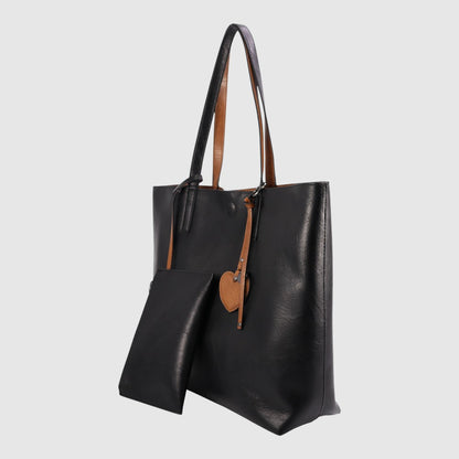 Sac à main réversible Julianne - ZAC | Noir - Cognac