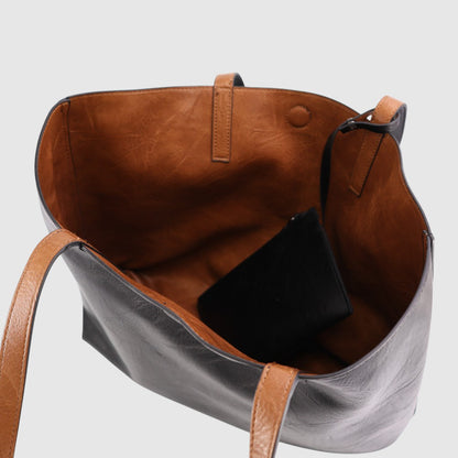 Sac à main réversible Julianne - ZAC | Noir - Cognac