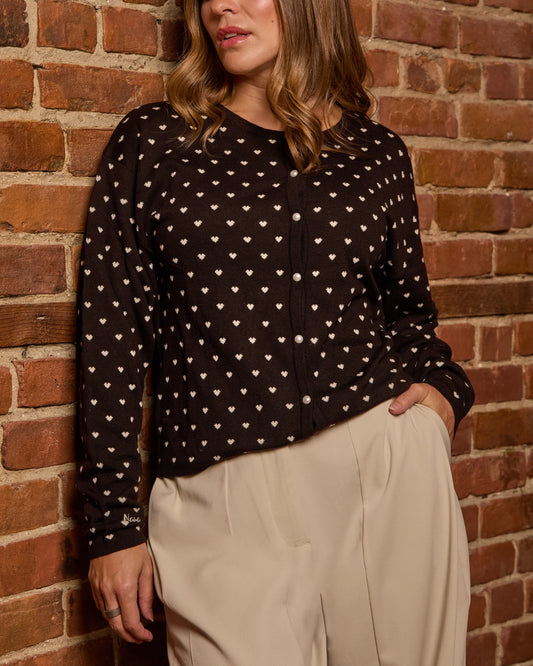 Cardigan Tyla | Brun coeur beige