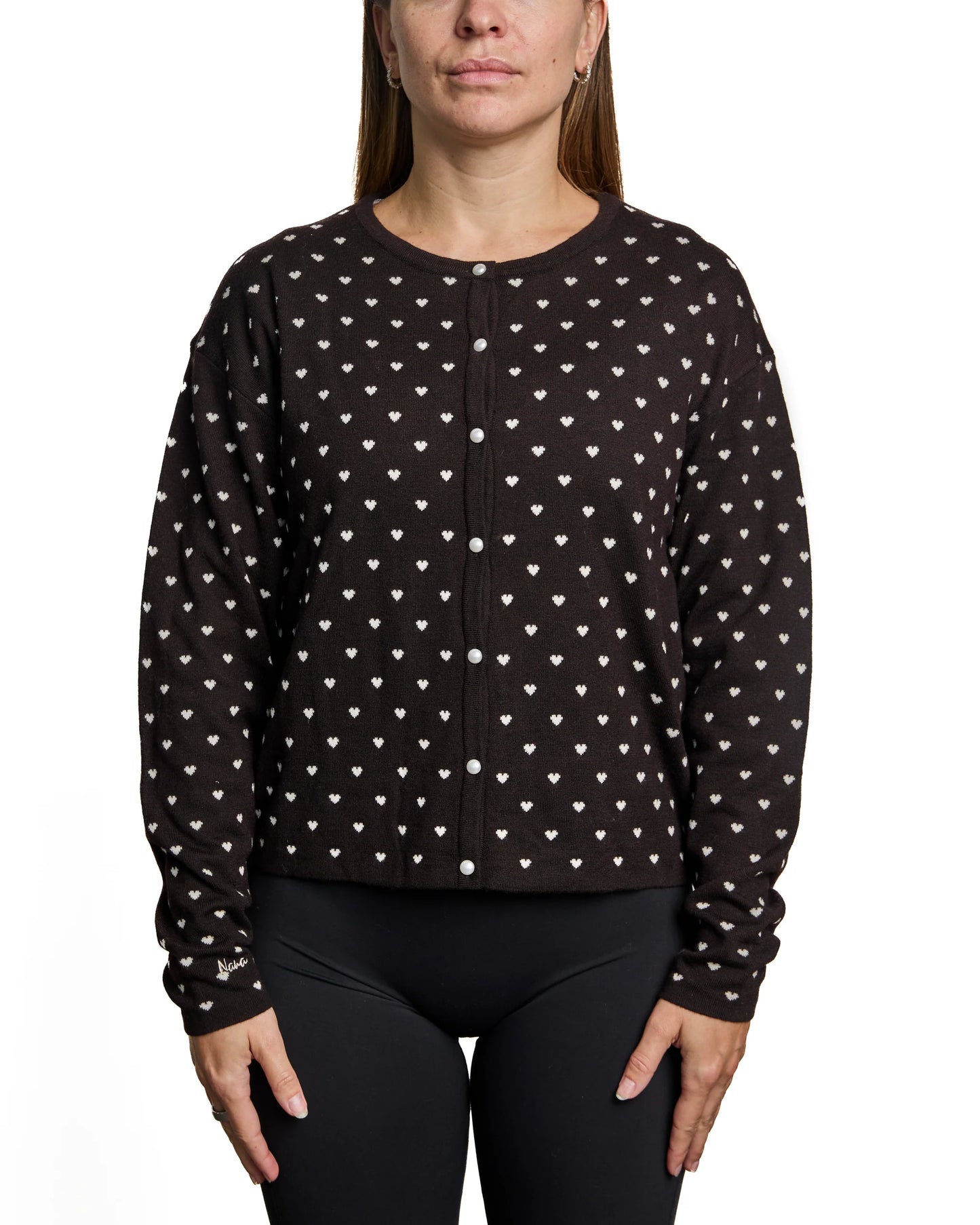 Cardigan Tyla | Brun coeur beige