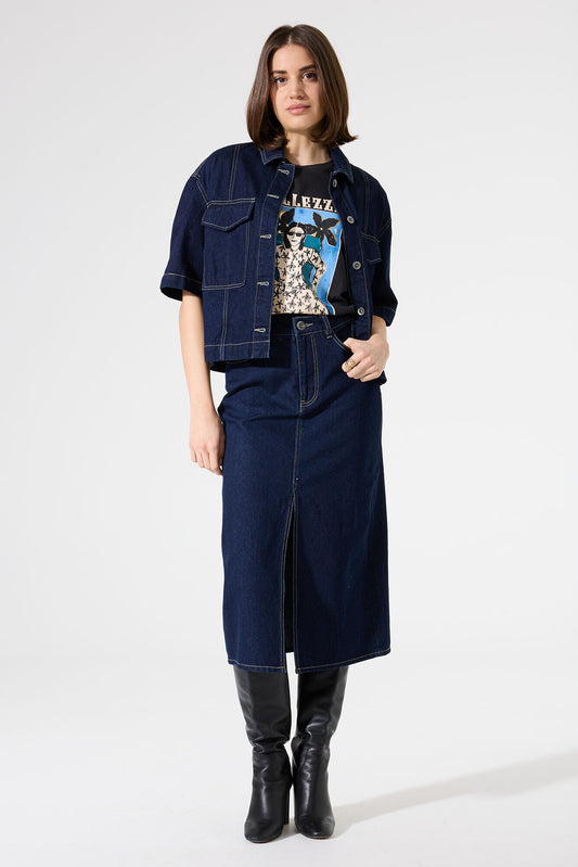 Jupe denim Natalia | Bleu foncé