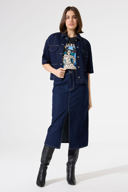 Jupe denim Natalia | Bleu foncé