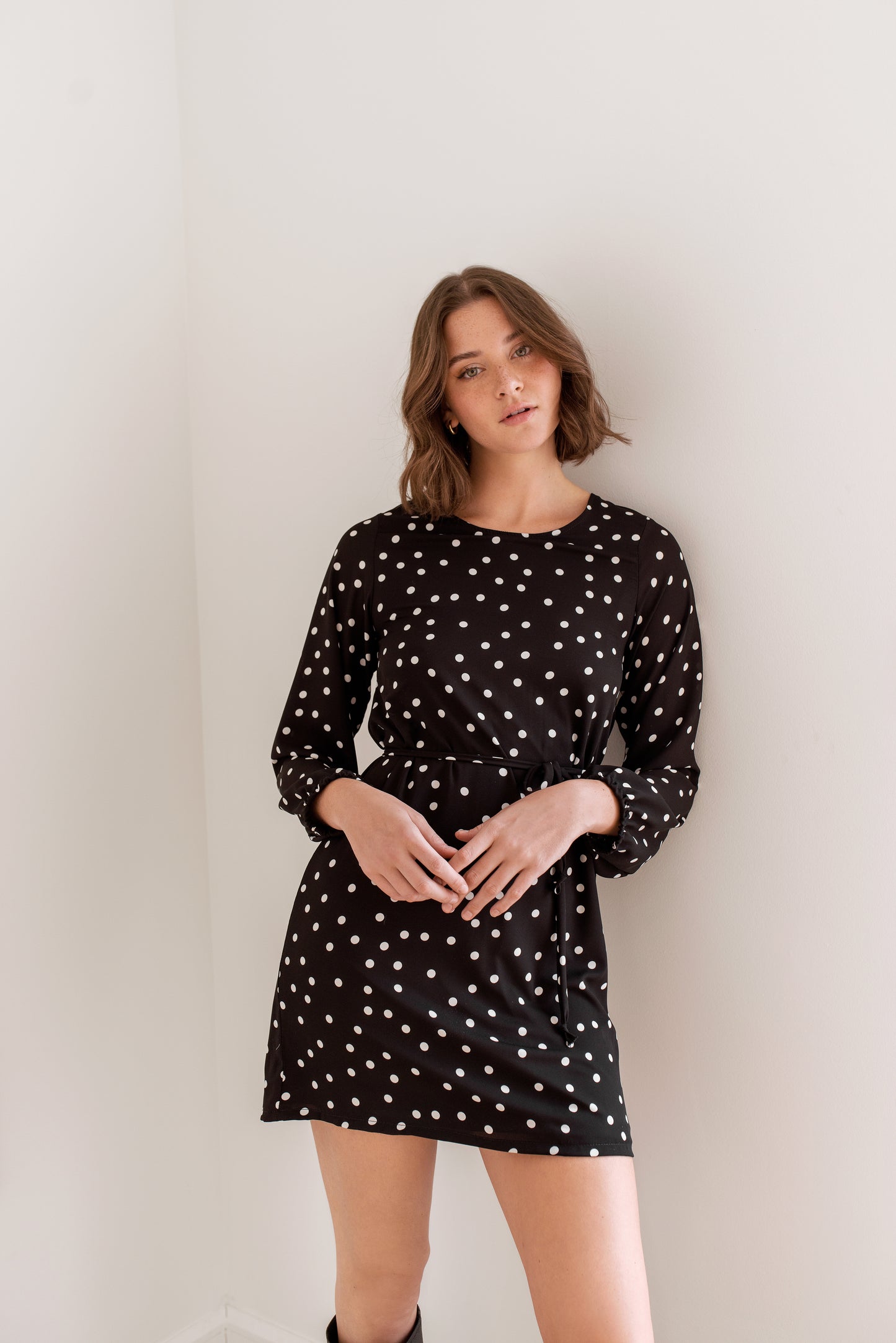 Robe Macie | Noire avec pois