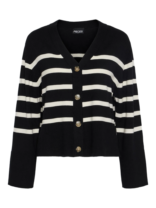 Cardigan Sia | Noir ligné