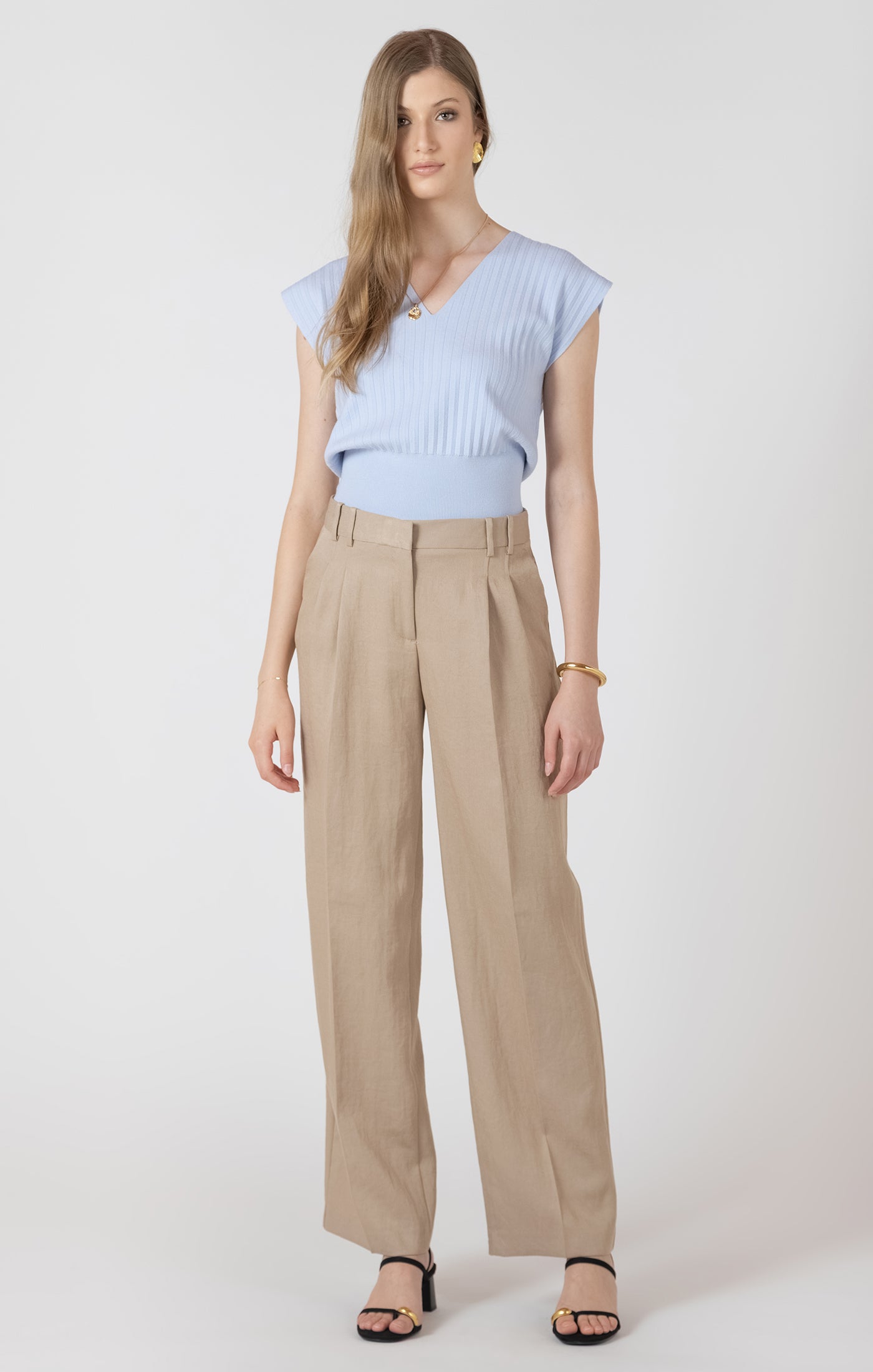 Pantalon Kyana - Black tape | Beige