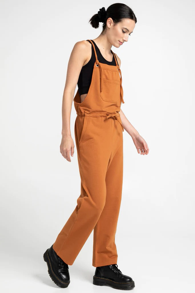 Stretch dungarees with terry back