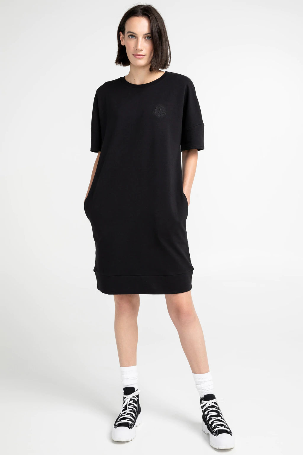 Stretch dress with terry back